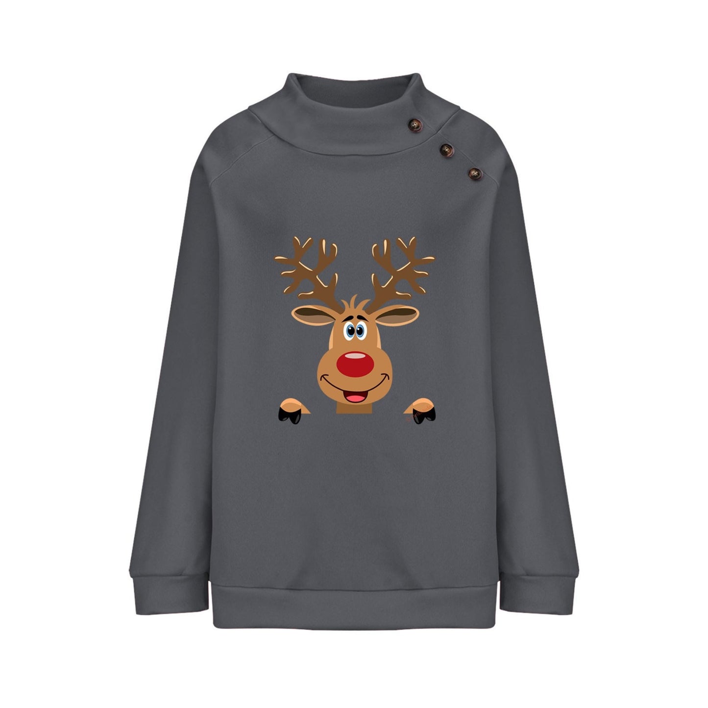 Women's Deer Cartoon Turtleneck Sweatshirt