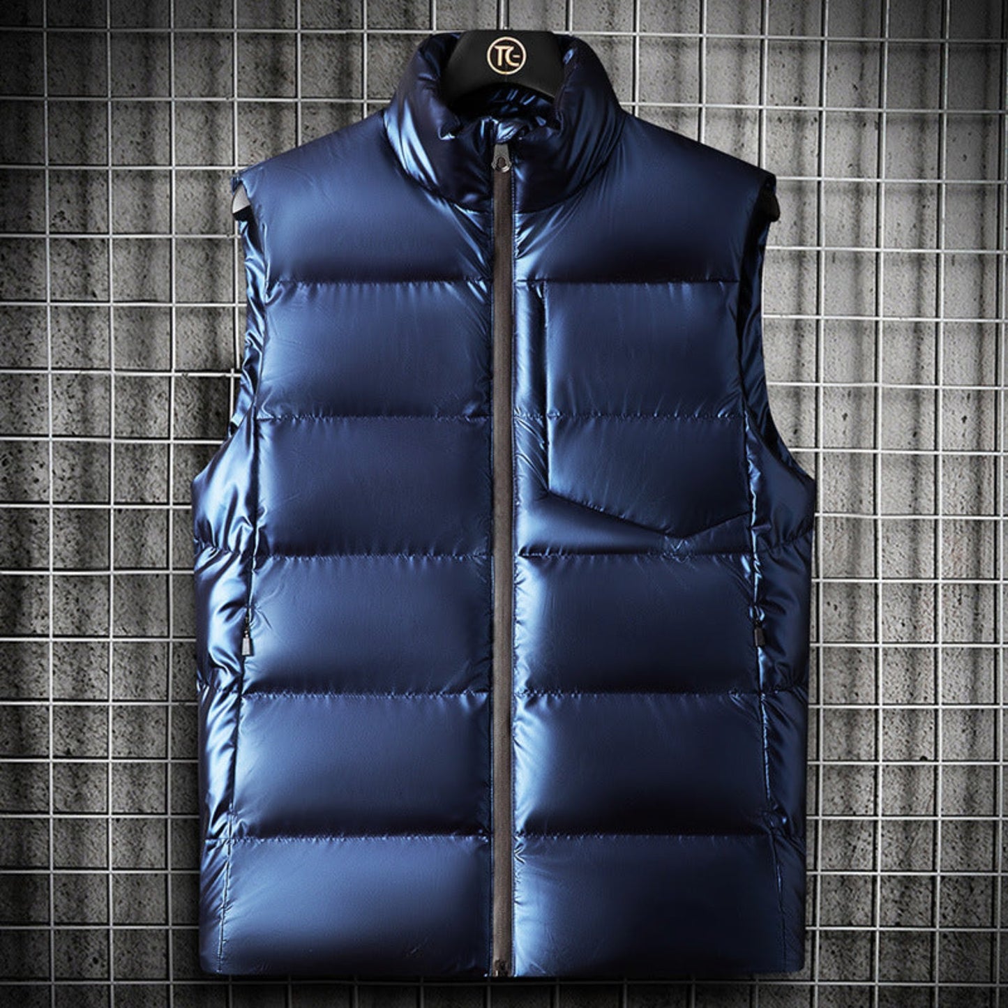 Men's Sleeveless Shiny Cotton Vest Jacket