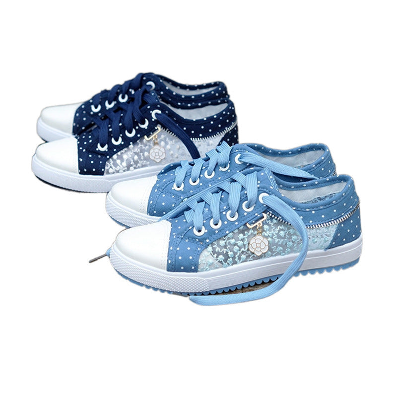 Women's Hollow Denim Mesh Flat Casual Shoes