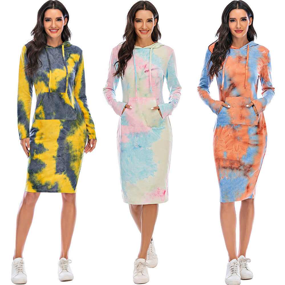 Popular Tie-dye Hooded Long Sleeve Sweater