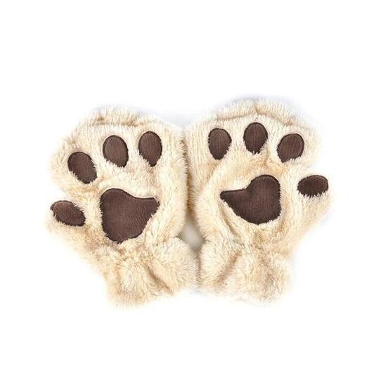 Winter Lovely Half Cover Paw Bear Cat Claw Gloves Short Finger