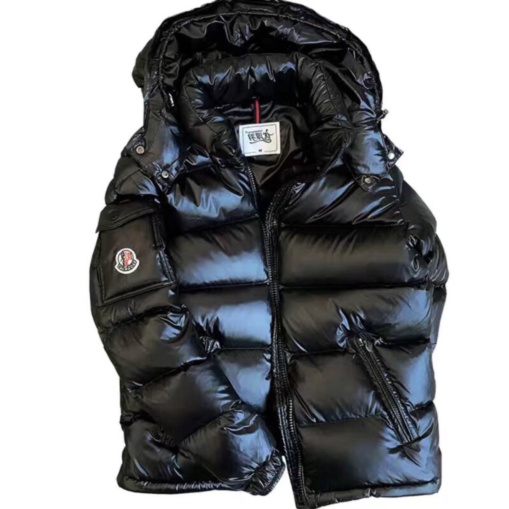 Down Jacket Thickened Short Shiny Hooded – Black"