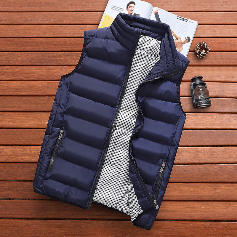 Weste Herrenmode Stehkragen Herbst Und Winter Warme Weste Heizung Casual Trend Weste Herren Seide Baumwolljacke Weste