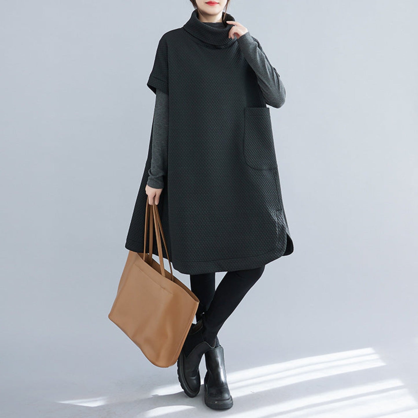 Women's Casual Loose Turtleneck Pullover Dress