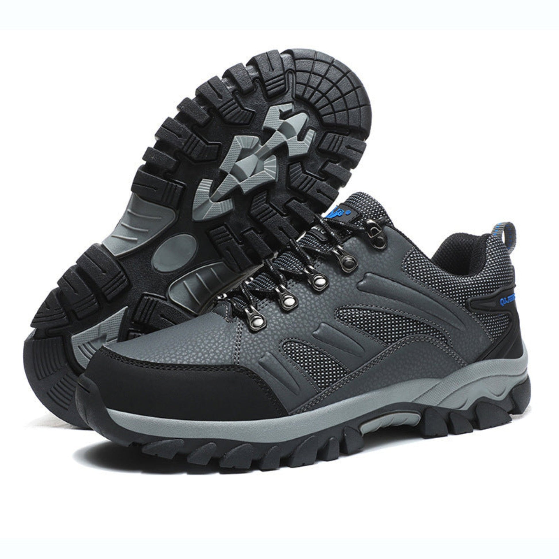 Outdoor climbing boots with mesh upper and rubber sole for men and women.