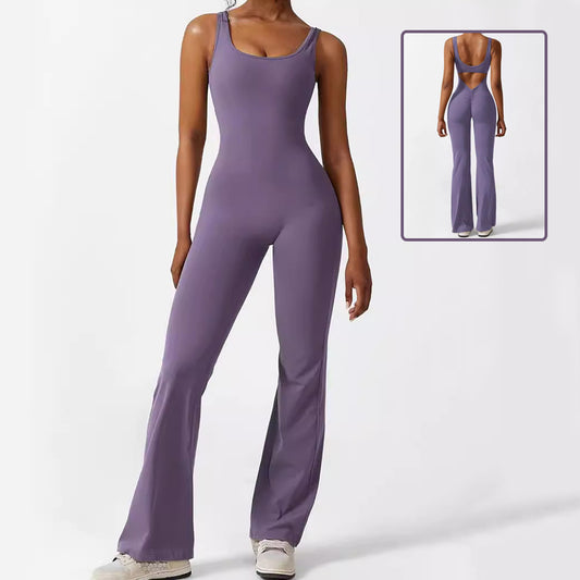 Women's Sleeveless Flare Jumpsuit – Fitness Yoga Pants