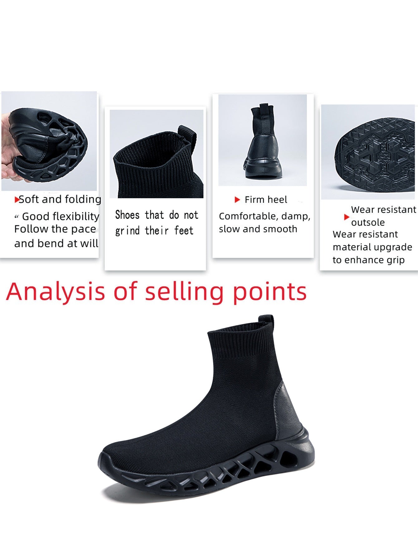 High-top Casual Stretch Socks Ankle Sock Boots Breathable Shoes