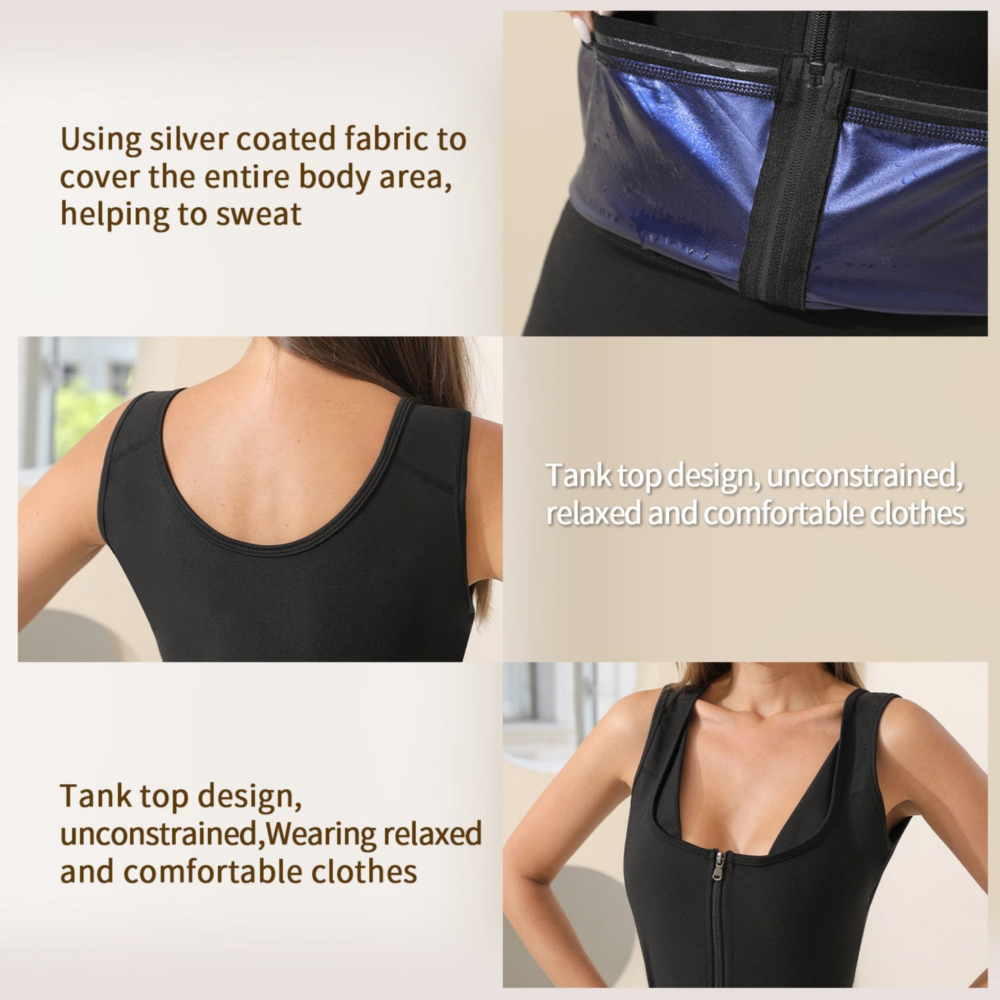 Women's Zip Vest Shapewear – Warm, Calorie-Burning Polyester Material