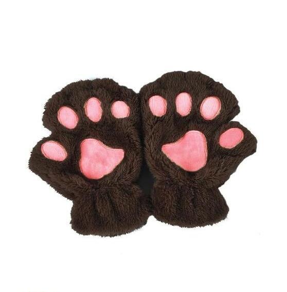 Winter Lovely Half Cover Paw Bear Cat Claw Gloves Short Finger