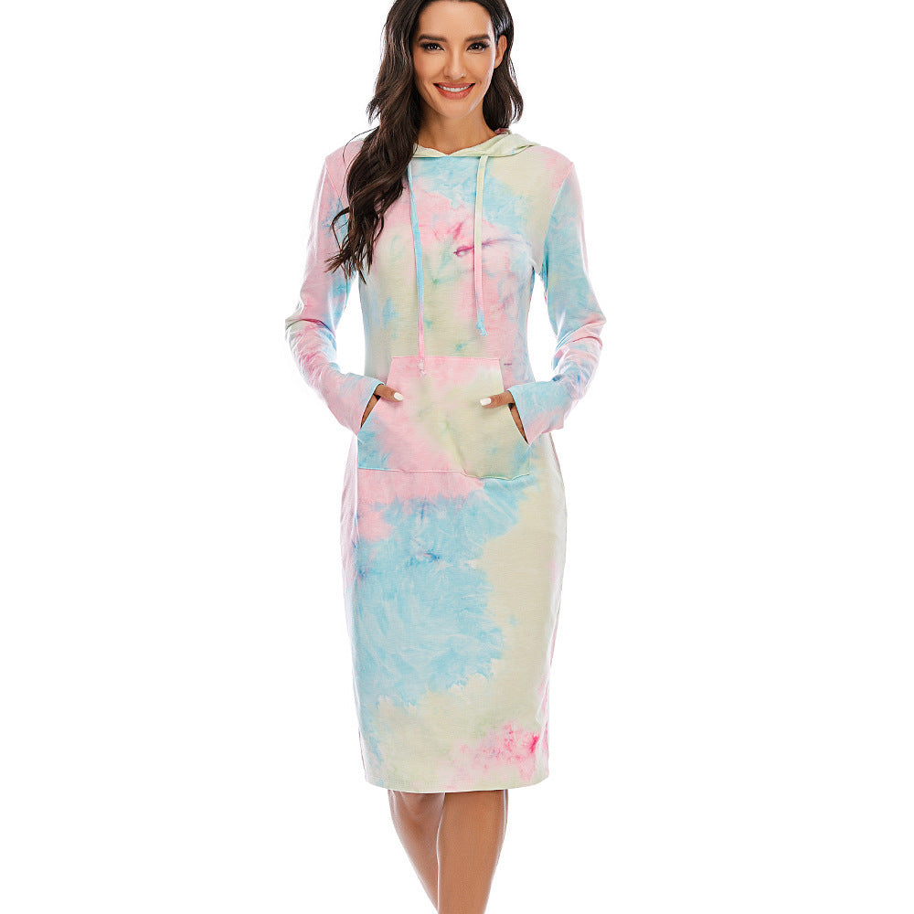 Popular Tie-dye Hooded Long Sleeve Sweater