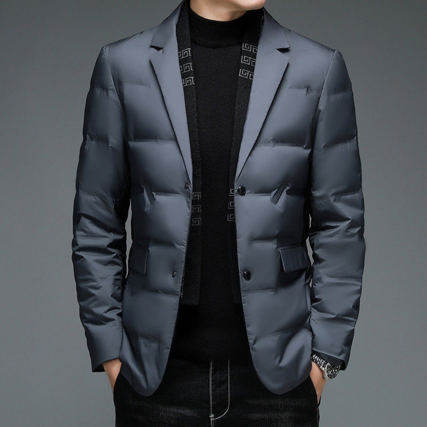 Men’s Detachable Scarf Down Jacket – Casual Winter Style