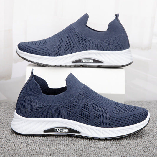 Casual Slip-on Mesh Sports Shoes Flying Woven Soft Running Walking Shoes Men