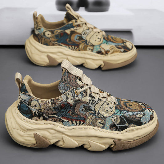 Canvas platform heightened breathable daddy shoes