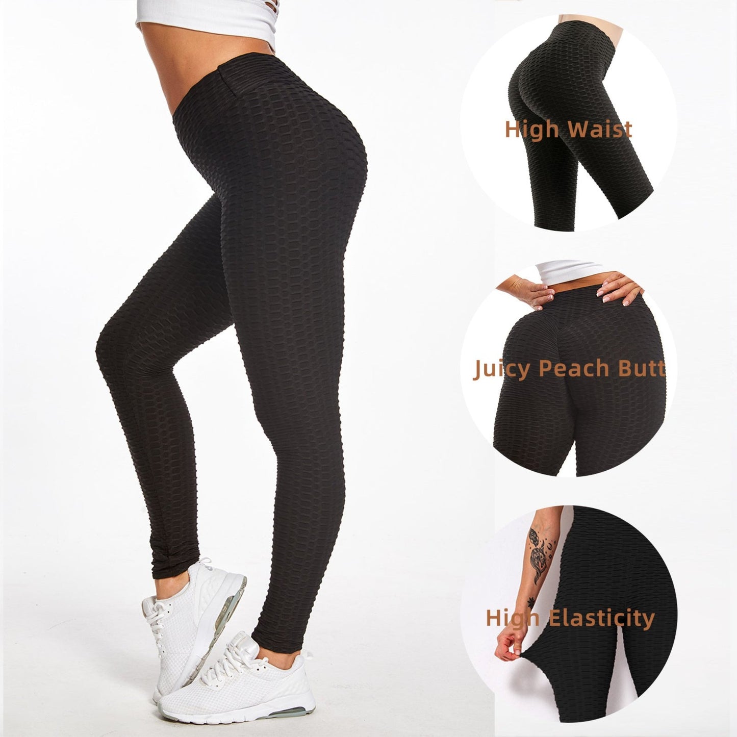 Butt-lifting TikTok leggings with honeycomb bubble texture