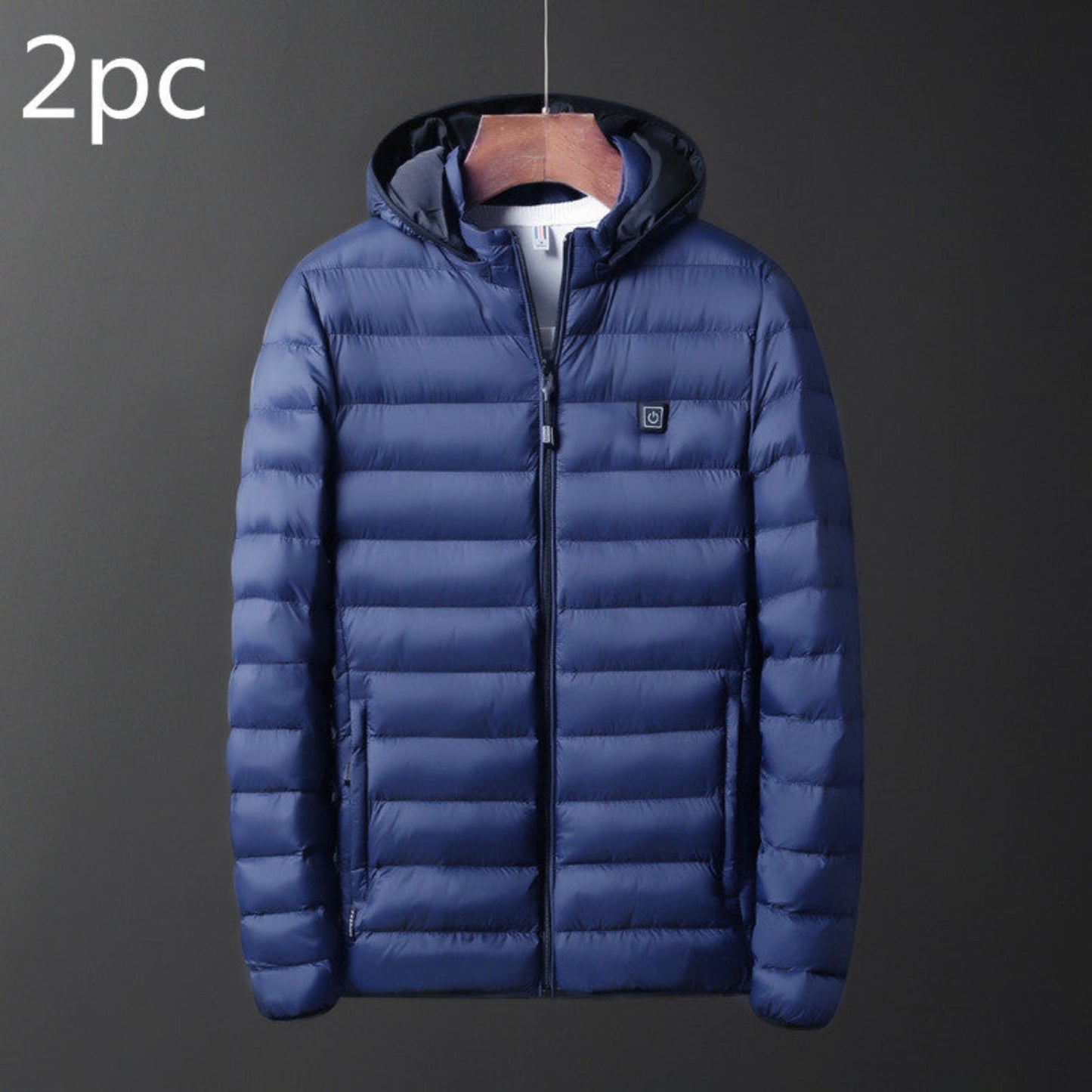 Blue Heating Smart Jacket - Front View with 2PC Label