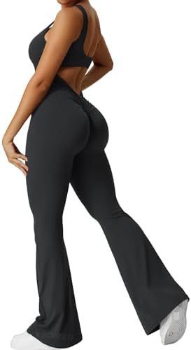 Ärmelloser Flare-Jumpsuit für Damen – Fitness-Yogahose