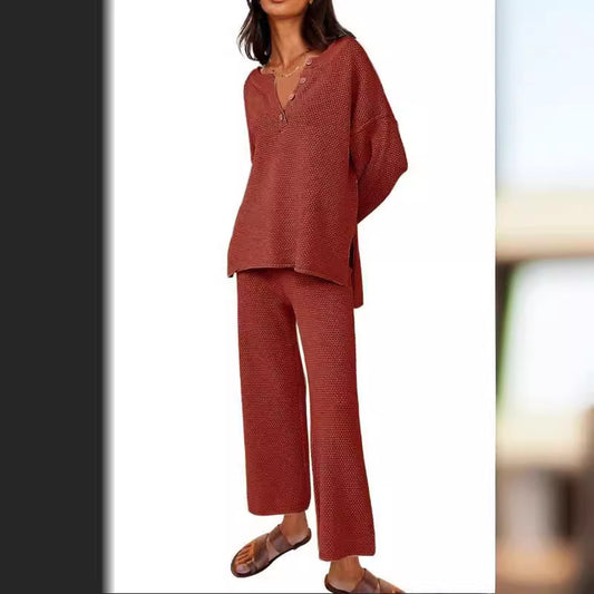 Solid Color Fashion Two-Piece Leisure Suit – European & American Style