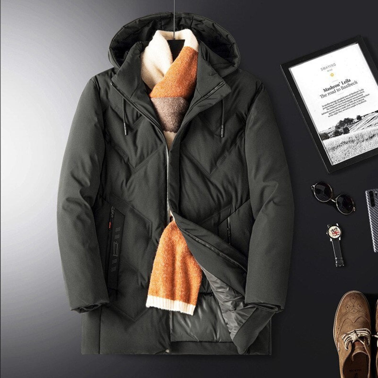 Men's hooded down jacket