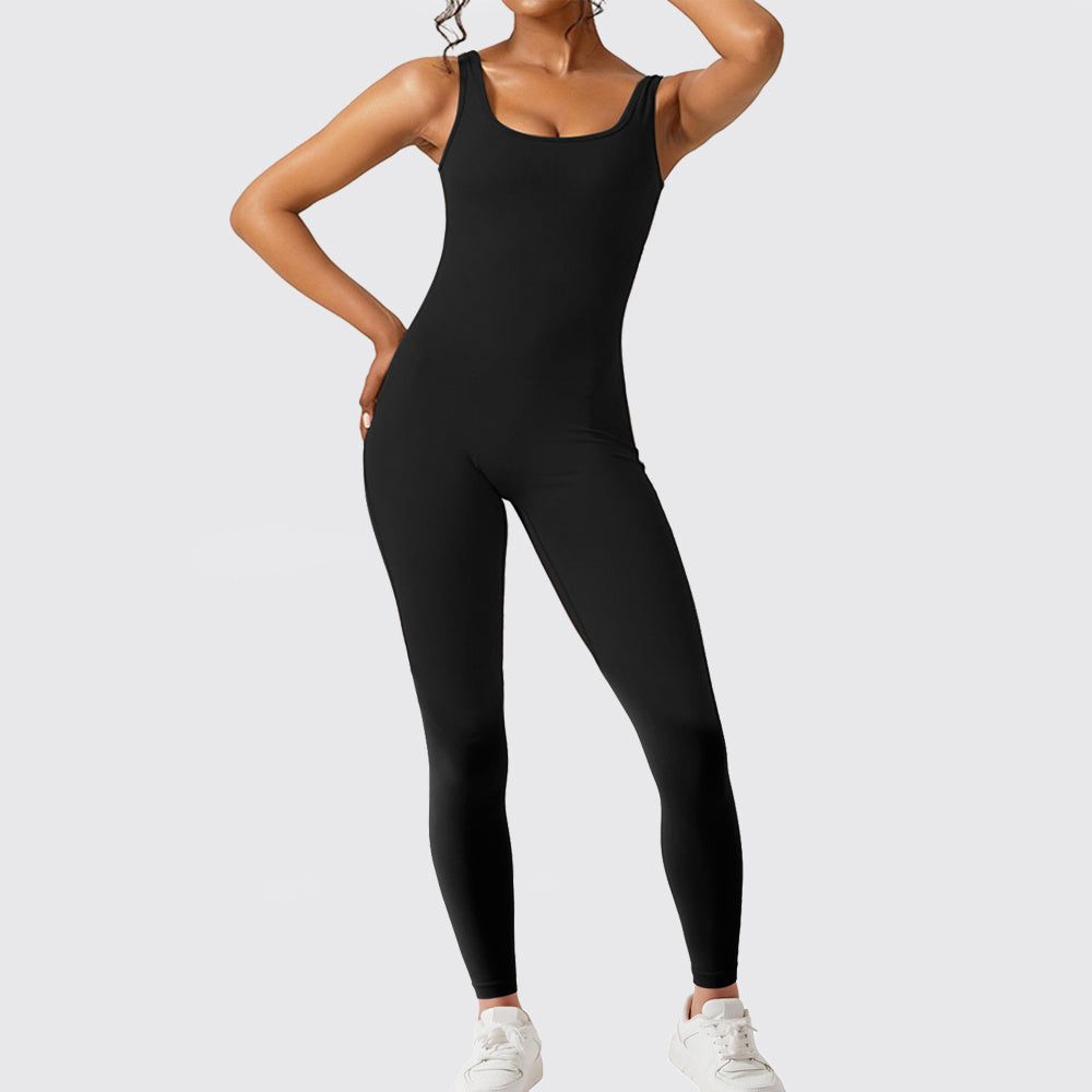 Ärmelloser Flare-Jumpsuit für Damen – Fitness-Yogahose