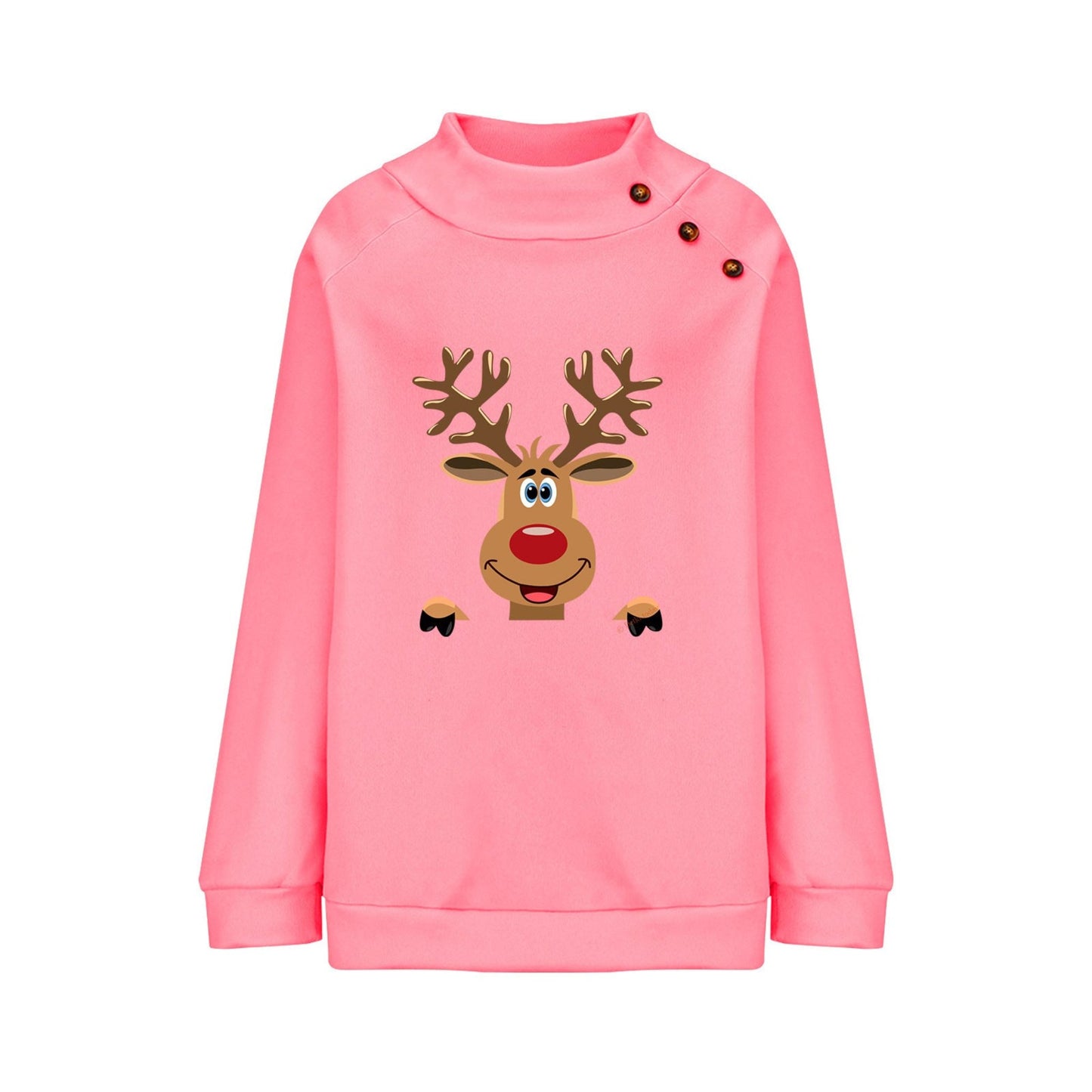 Women's Deer Cartoon Turtleneck Sweatshirt