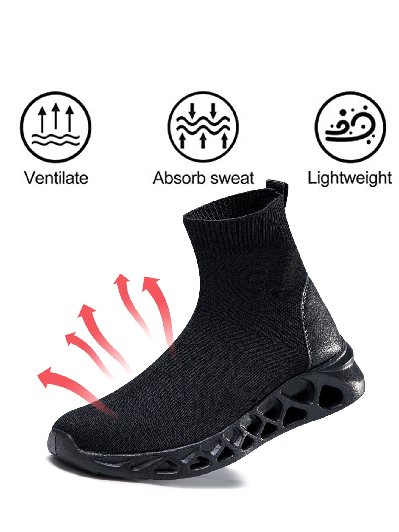 High-top Casual Stretch Socks Ankle Sock Boots Breathable Shoes