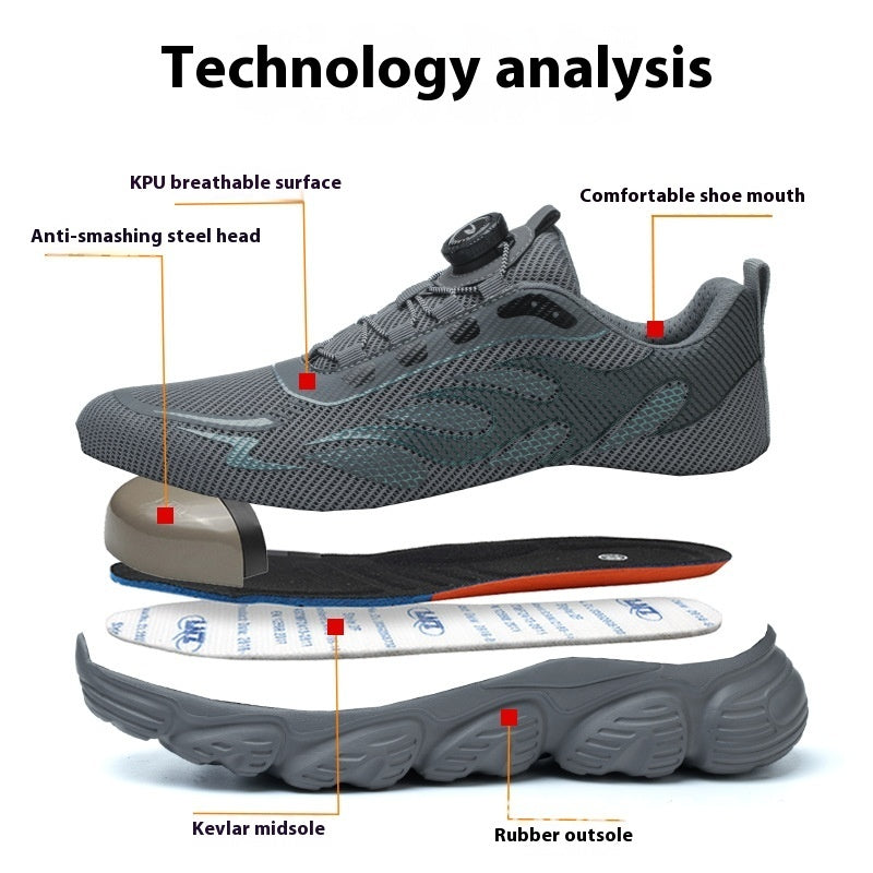 Chaussures de protection de travail en maille respirante quatre saisons pour hommes, anti-écrasement et anti-pénétration