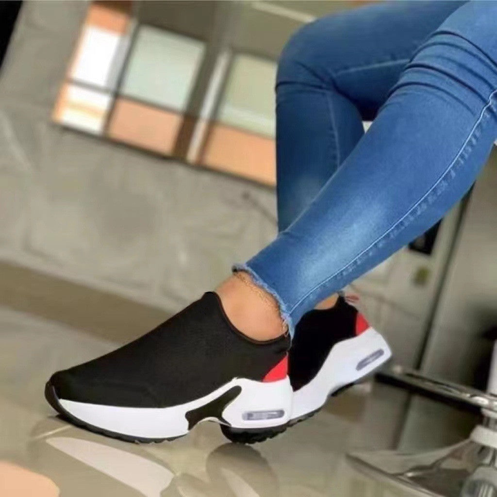 Modische Stretch-Sneakers aus Strick mit runder Zehenpartie für Damen