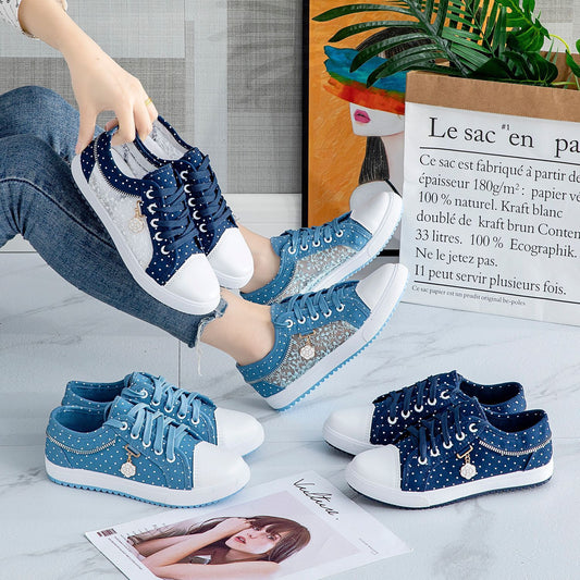 Women's Hollow Denim Mesh Flat Casual Shoes