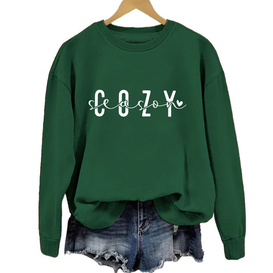 Fashion Printed Cozy Season Autumn Crew Neck Long Sleeve All-match Loose Sweater