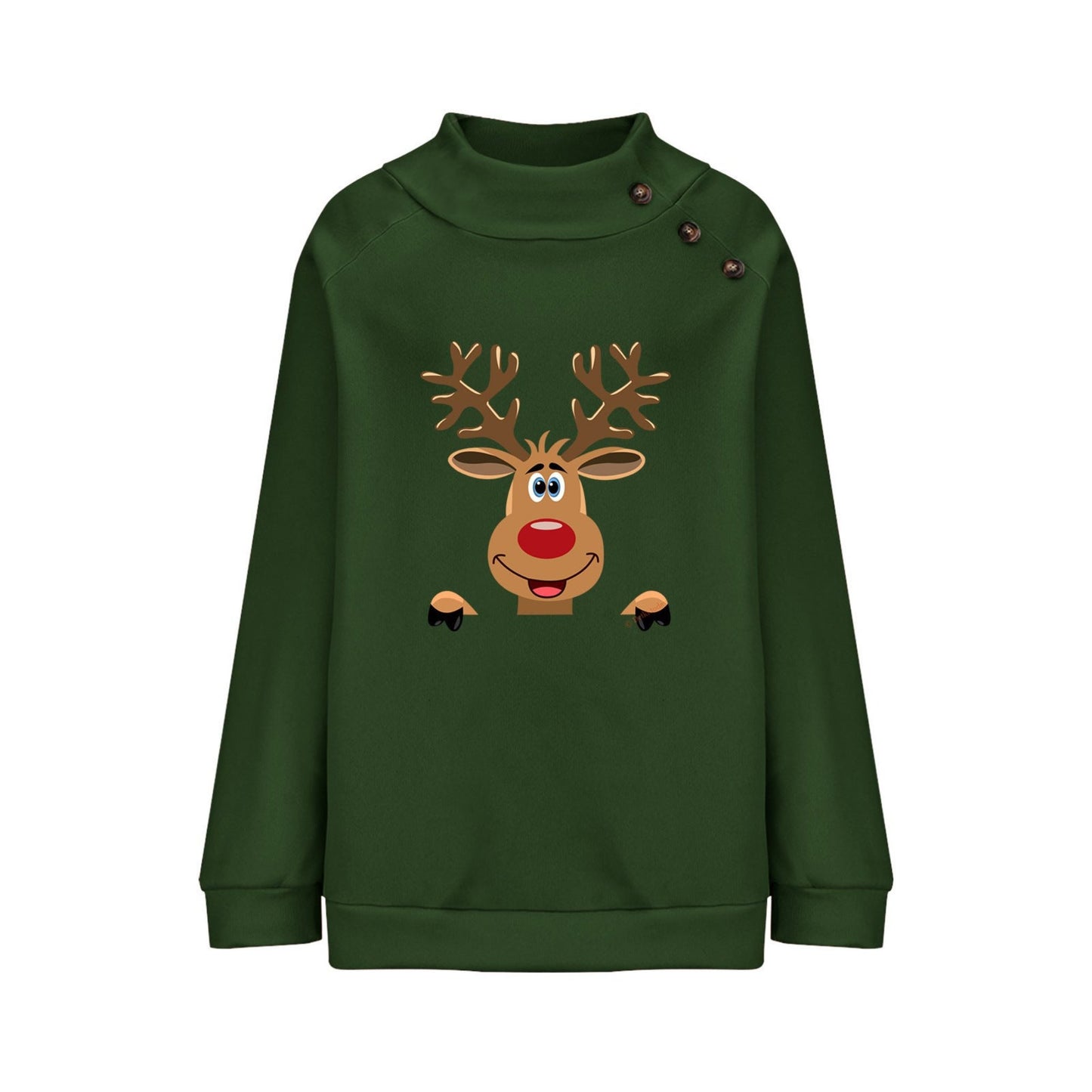 Women's Deer Cartoon Turtleneck Sweatshirt