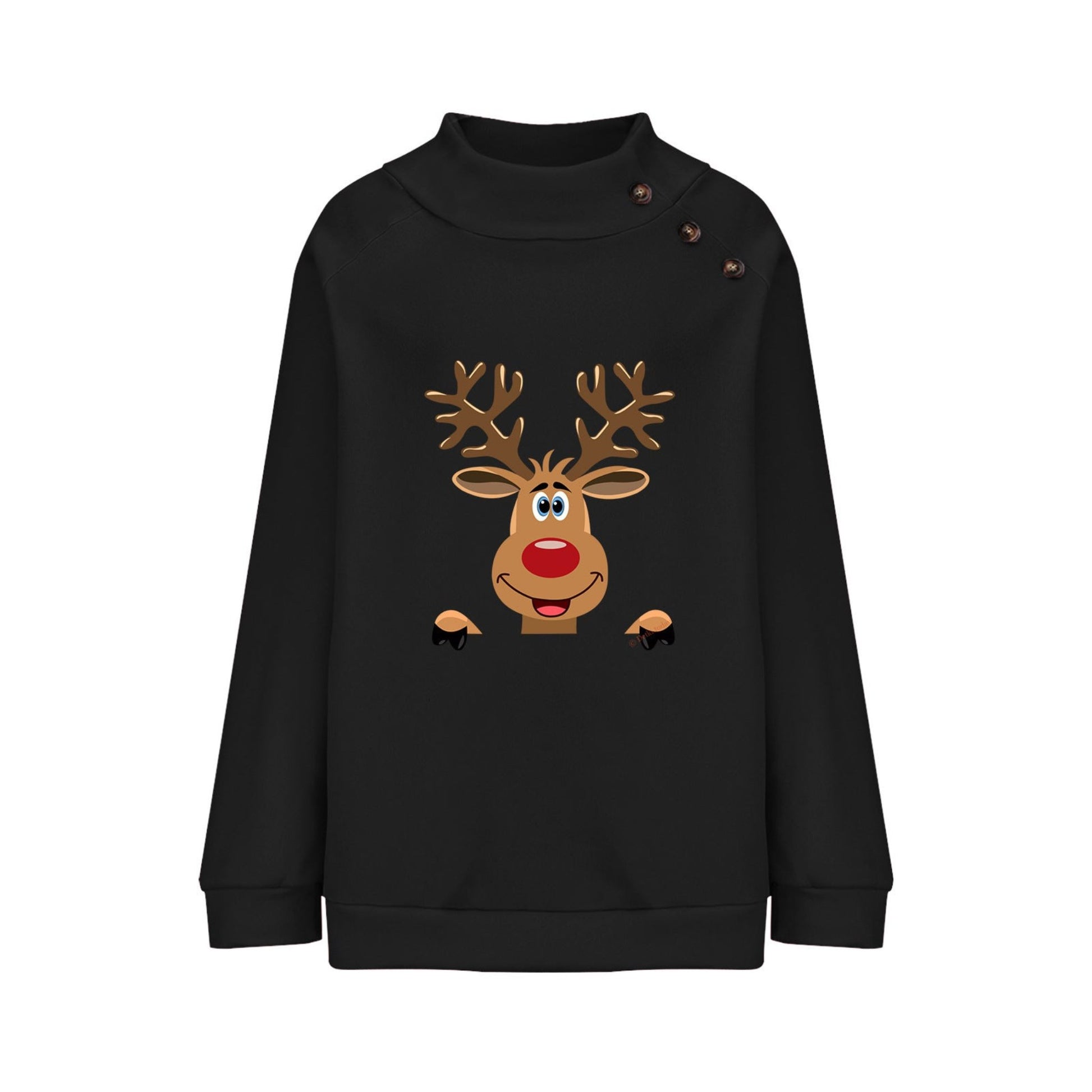 Women's Deer Cartoon Turtleneck Sweatshirt