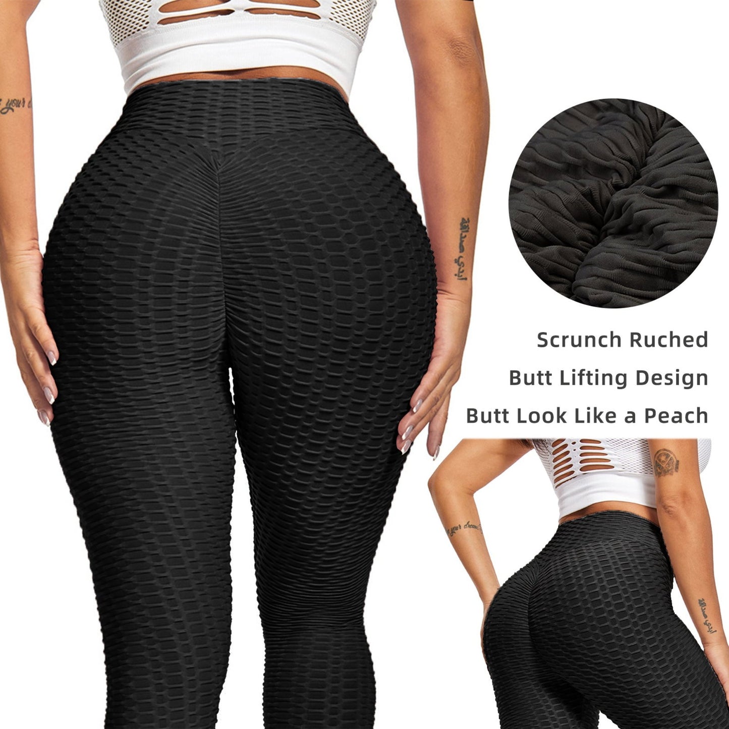 Butt-lifting TikTok leggings with honeycomb bubble texture