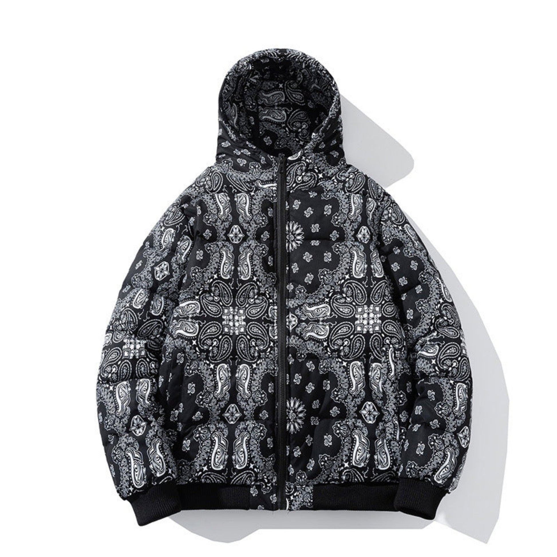 Front view of the Black Gray camouflage hooded jacket, showcasing a stylish and functional design.