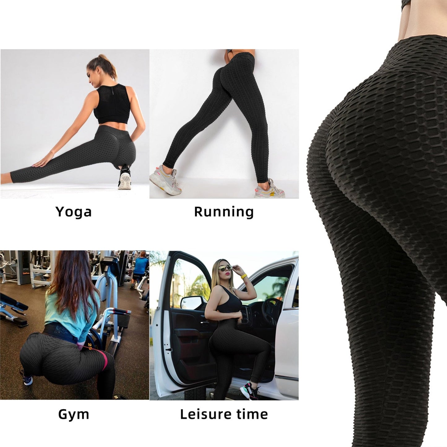 Butt-lifting TikTok leggings with honeycomb bubble texture