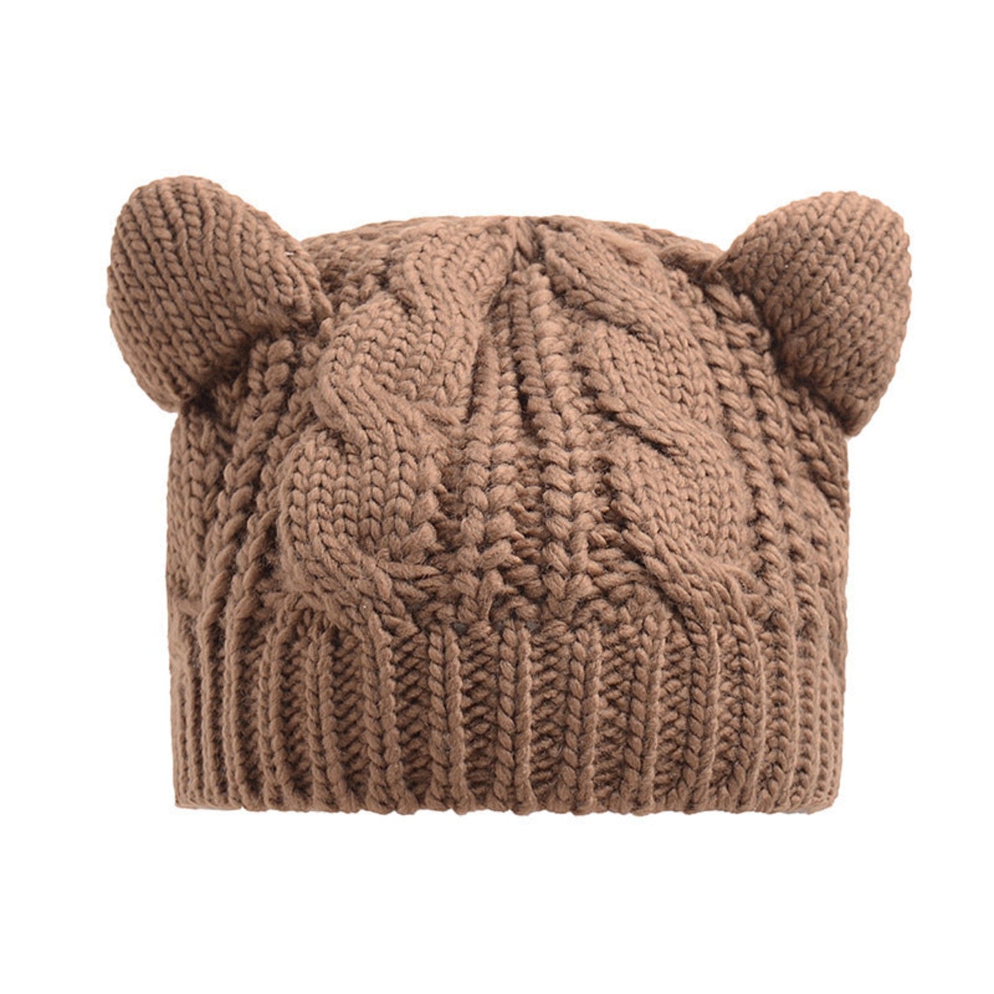 3D knitted cat ear beanie