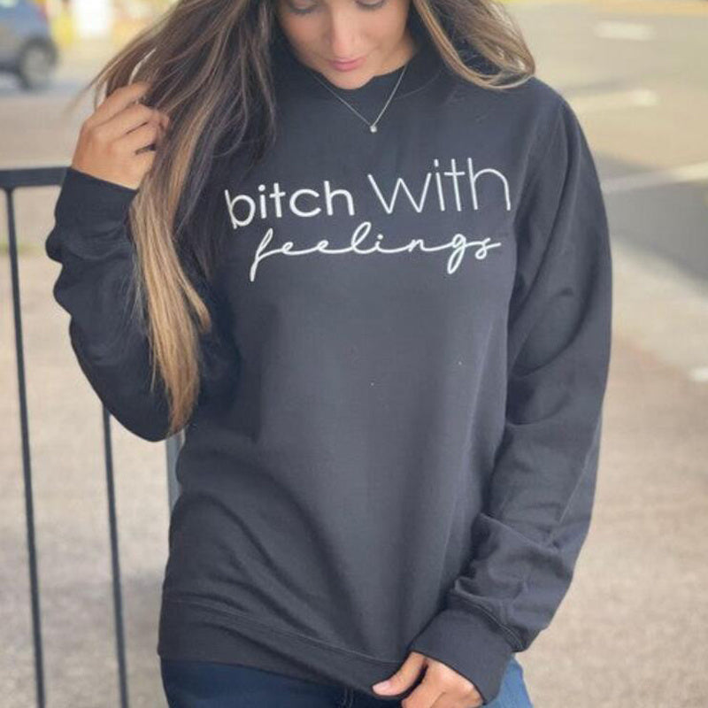 Sweatshirt mit Buchstaben-Print für weibliche Hunde und Emotionen