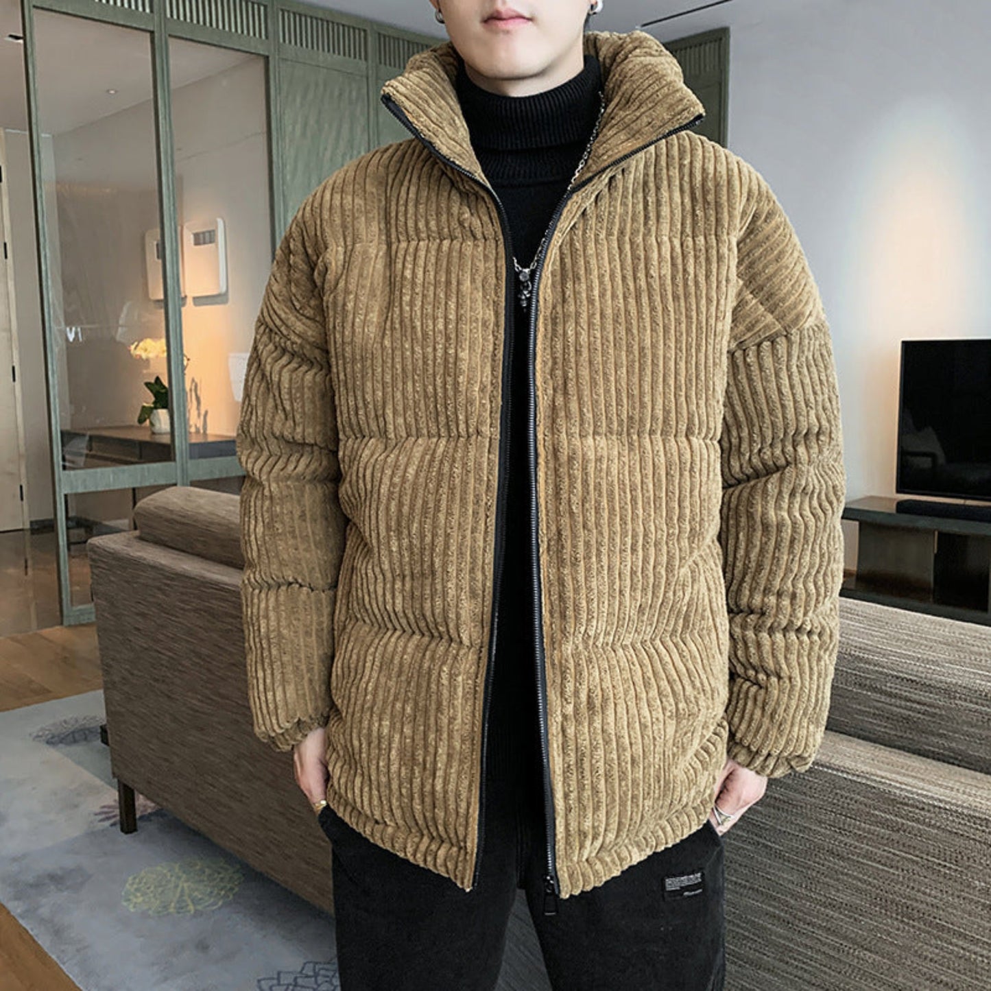 Men’s Corduroy Padded Jacket – Winter Warmth