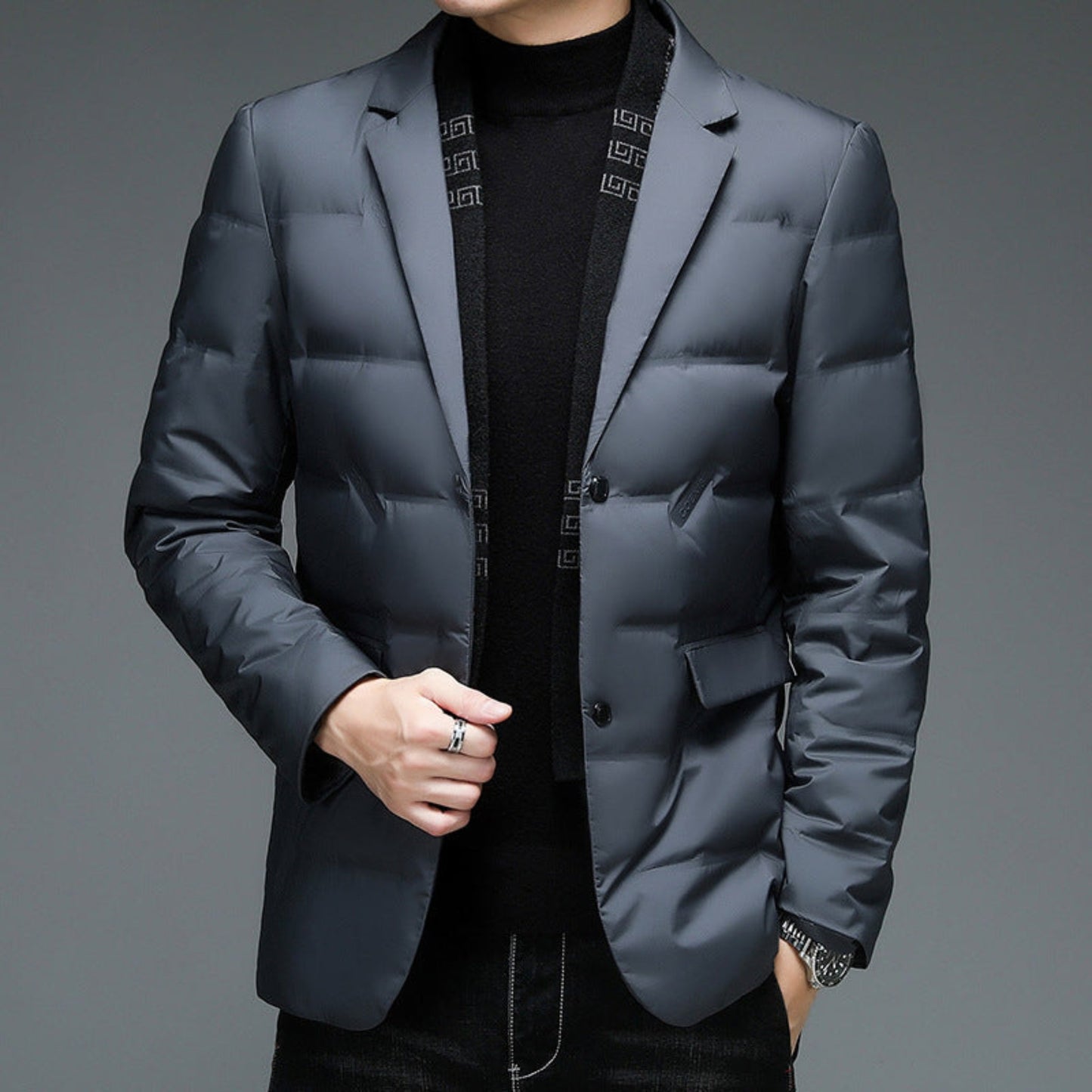 Men’s Detachable Scarf Down Jacket – Casual Winter Style