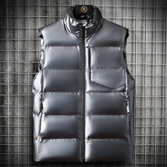 Men's Sleeveless Shiny Cotton Vest Jacket