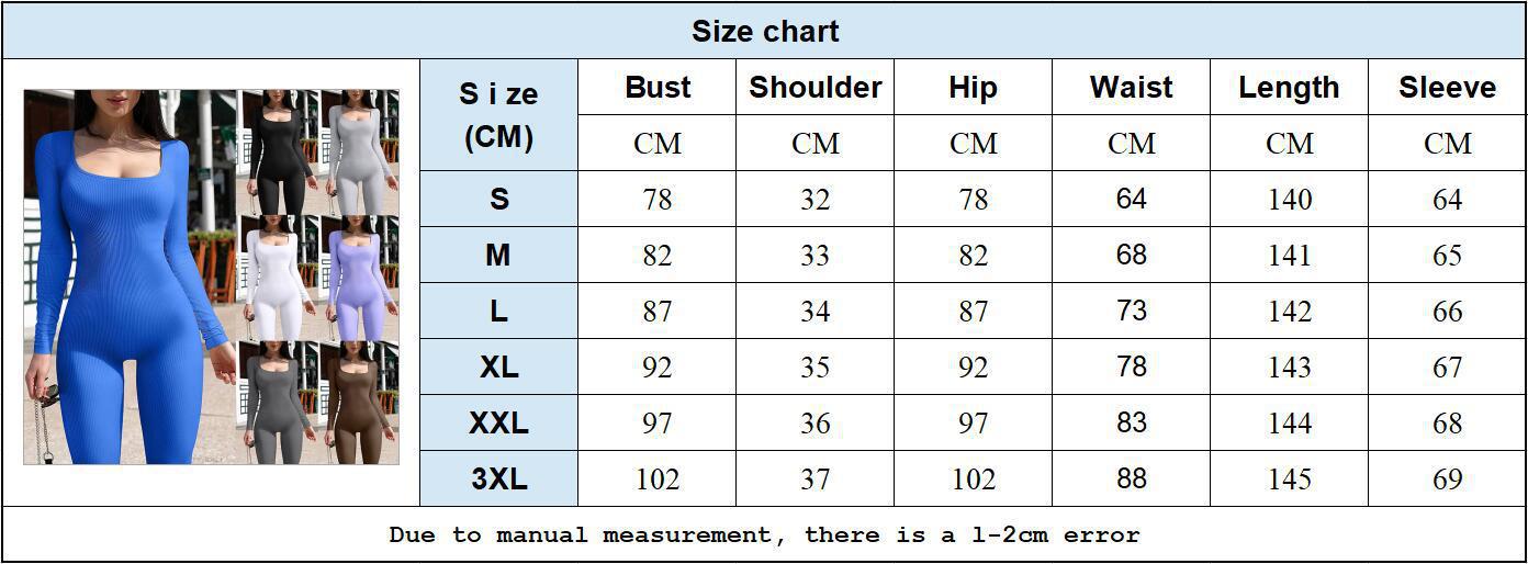 Women's Yoga Sports Fitness Jumpsuit Workout Long Sleeve Square Collar Clothing